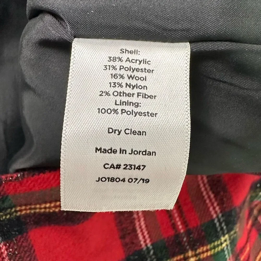 Talbots Tartan Plaid Sparkle A-Line Skirt 6P Red